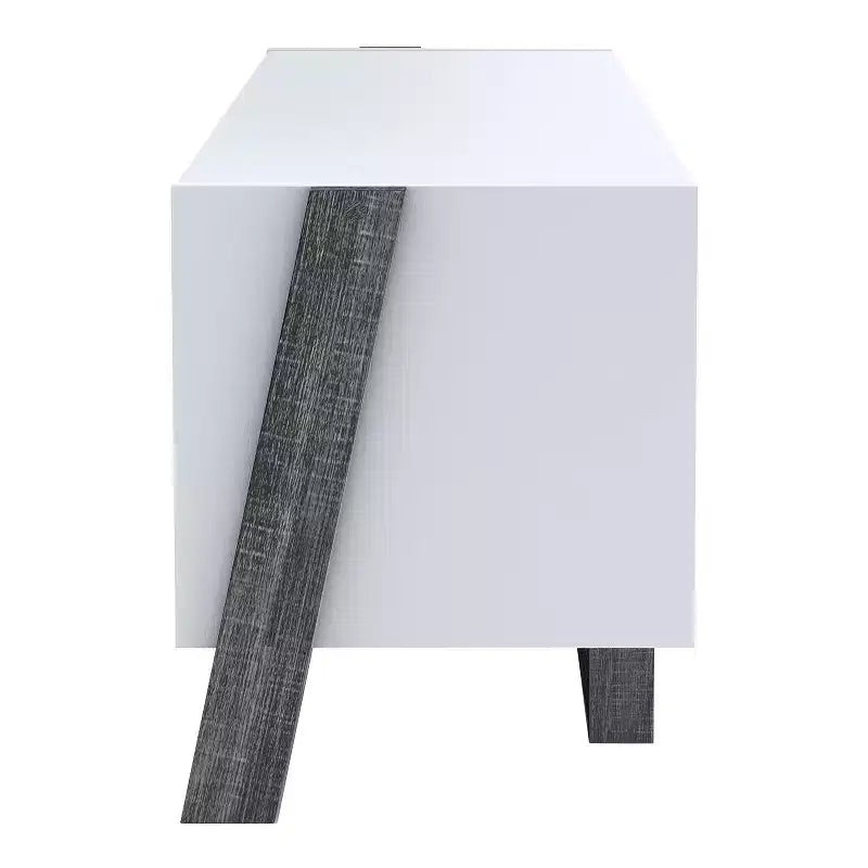Meuble TV 4 étagères grand format pour téléviseurs jusqu'à 68" ; Gris : Style de transition, Fini deux tons, Quincaillerie en métal