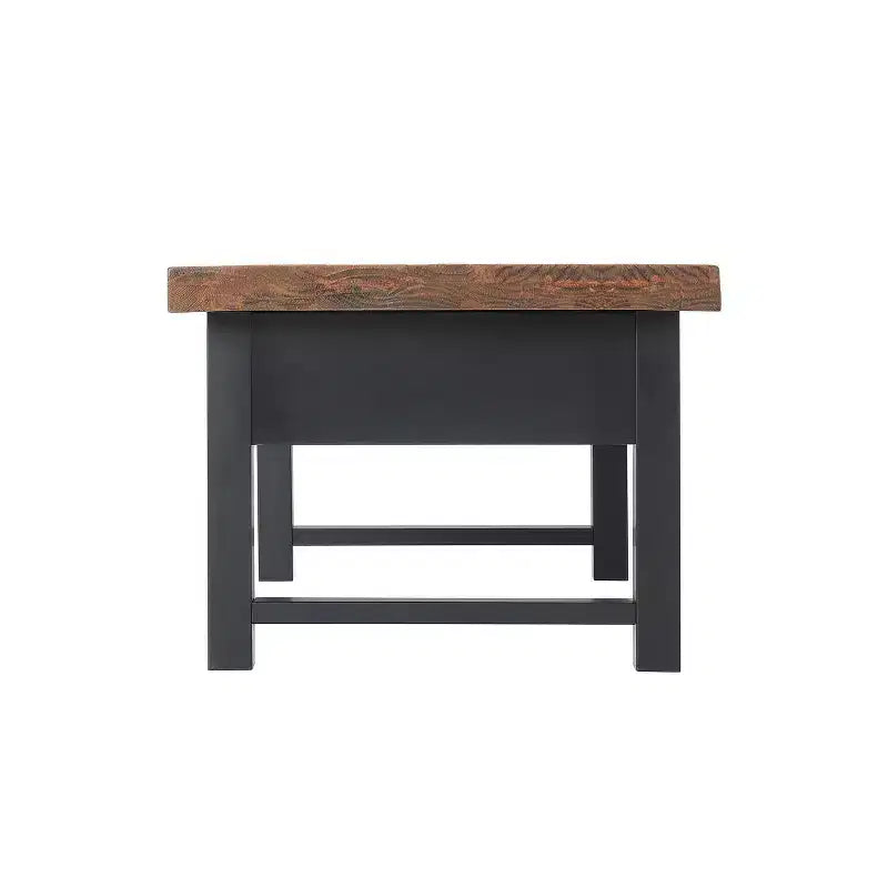 Table basse relevable rustique de 42 po : Bois de pin vieilli, style industriel, cadre noir
