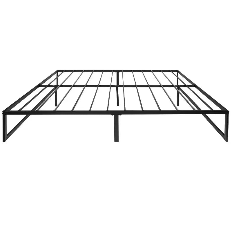 Cadre de lit plateforme double en métal de 14 pouces / Support à lattes en acier / Sommier tapissier non requis