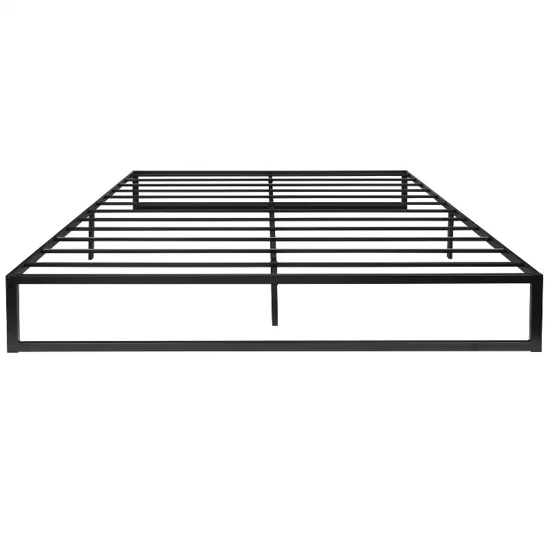 Cadre de lit plateforme double en métal de 14 pouces / Support à lattes en acier / Sommier tapissier non requis