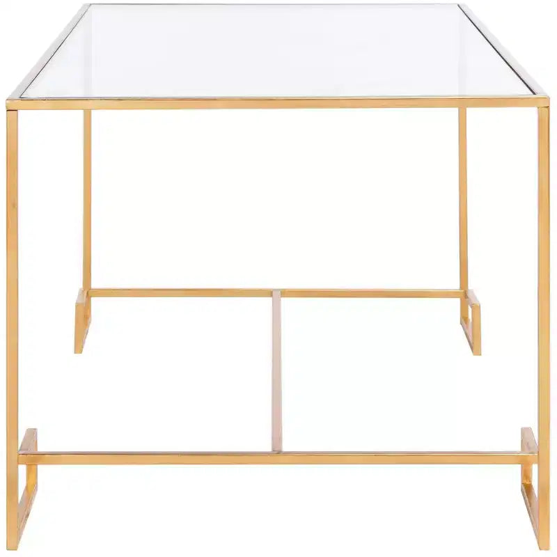 Table basse ronde avec plateau en verre et piètement en X