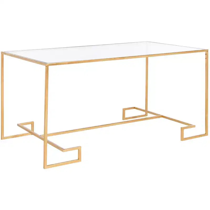 Table basse ronde avec plateau en verre et piètement en X