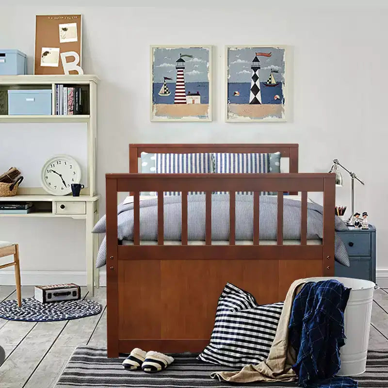 Lit double superposé Captain's Bed avec lit gigogne et tiroirs pour enfants NoyerEspressoBlanc