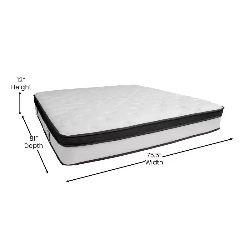 Matelas hybride de 30 cm avec ressorts ensachés individuellement et mousse à mémoire de forme.