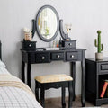 Costway Vanity Table Dressing Table 5 Make Up Table Stool