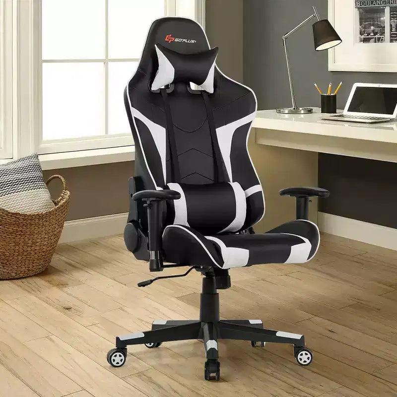 Chaise de bureau de jeu pivotante et inclinable avec massage et support lombaire