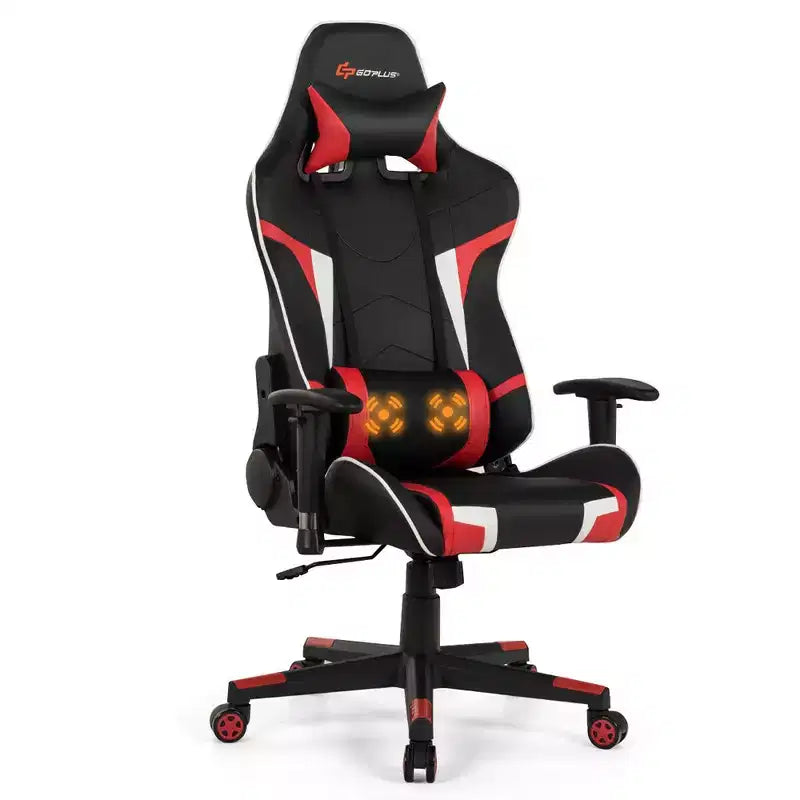 Chaise de bureau de jeu pivotante et inclinable avec massage et support lombaire