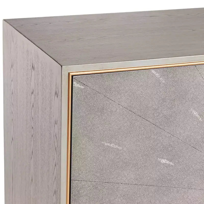 Table d'appoint moderne à double porte en bois gris, 39,5 pouces de large