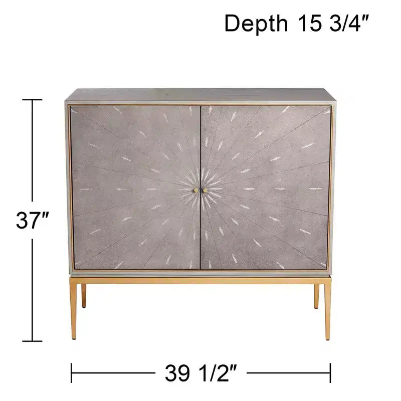 Table d'appoint moderne à double porte en bois gris, 39,5 pouces de large
