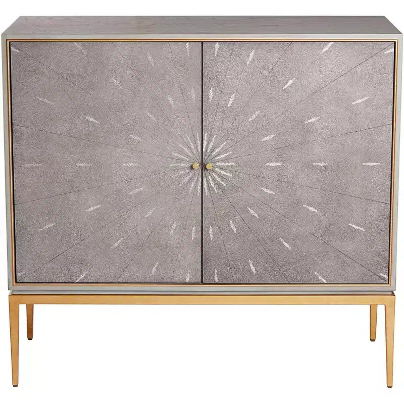 Table d'appoint moderne à double porte en bois gris, 39,5 pouces de large