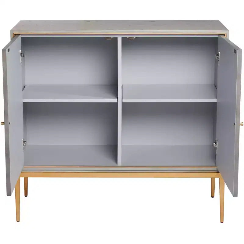 Table d'appoint moderne à double porte en bois gris, 39,5 pouces de large