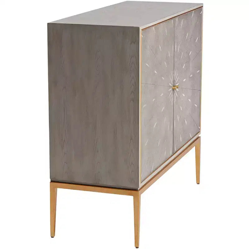 Table d'appoint moderne à double porte en bois gris, 39,5 pouces de large